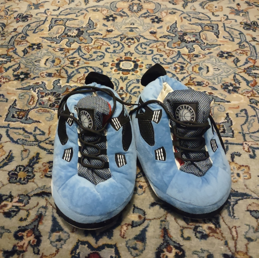cute blue basketball shoe slippers with laces great holiday gift one size